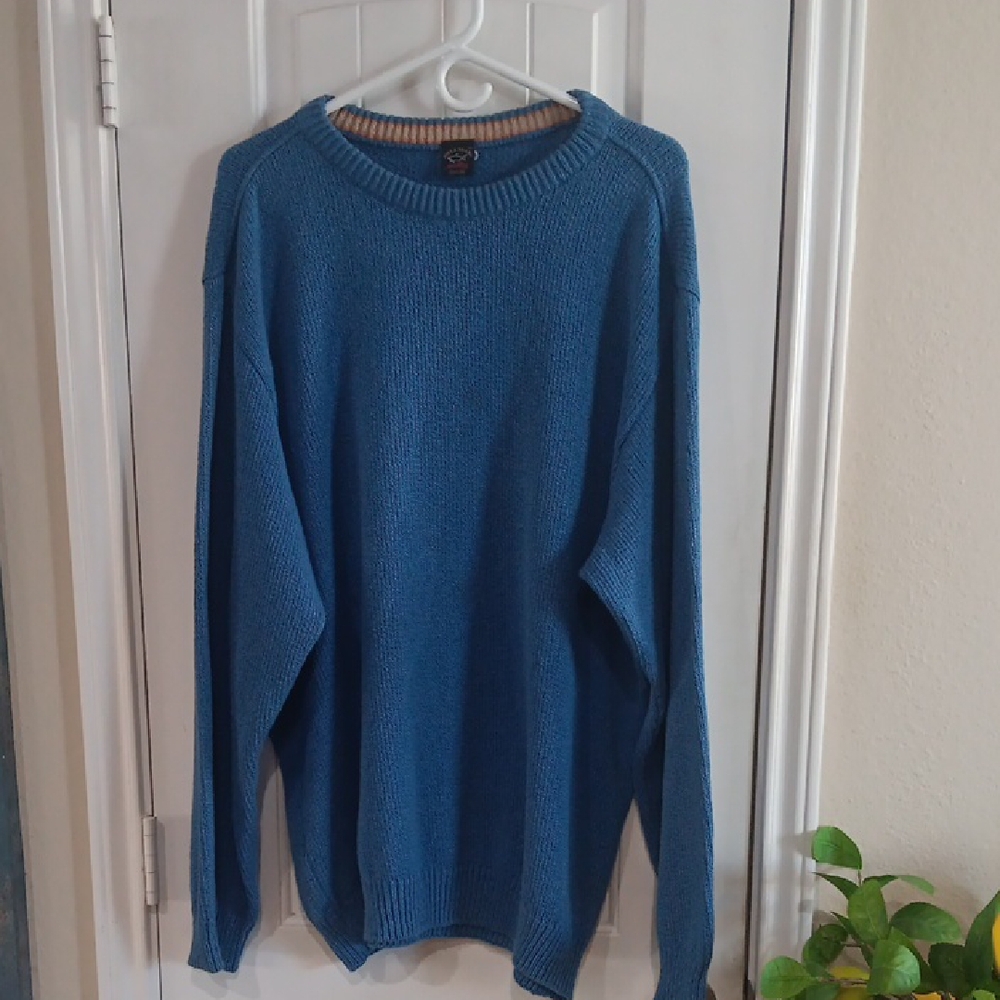 Vintage Paul Shark Blue Crewneck Sweater XXL Italy 100% Cotton